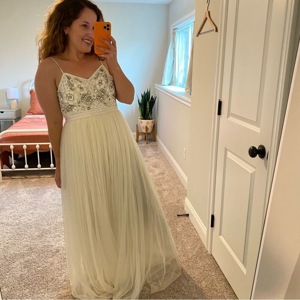 NWT Needle & Thread Bridal Cream Embellished Tulle Maxi Dress 4 - Picture 2 of 13